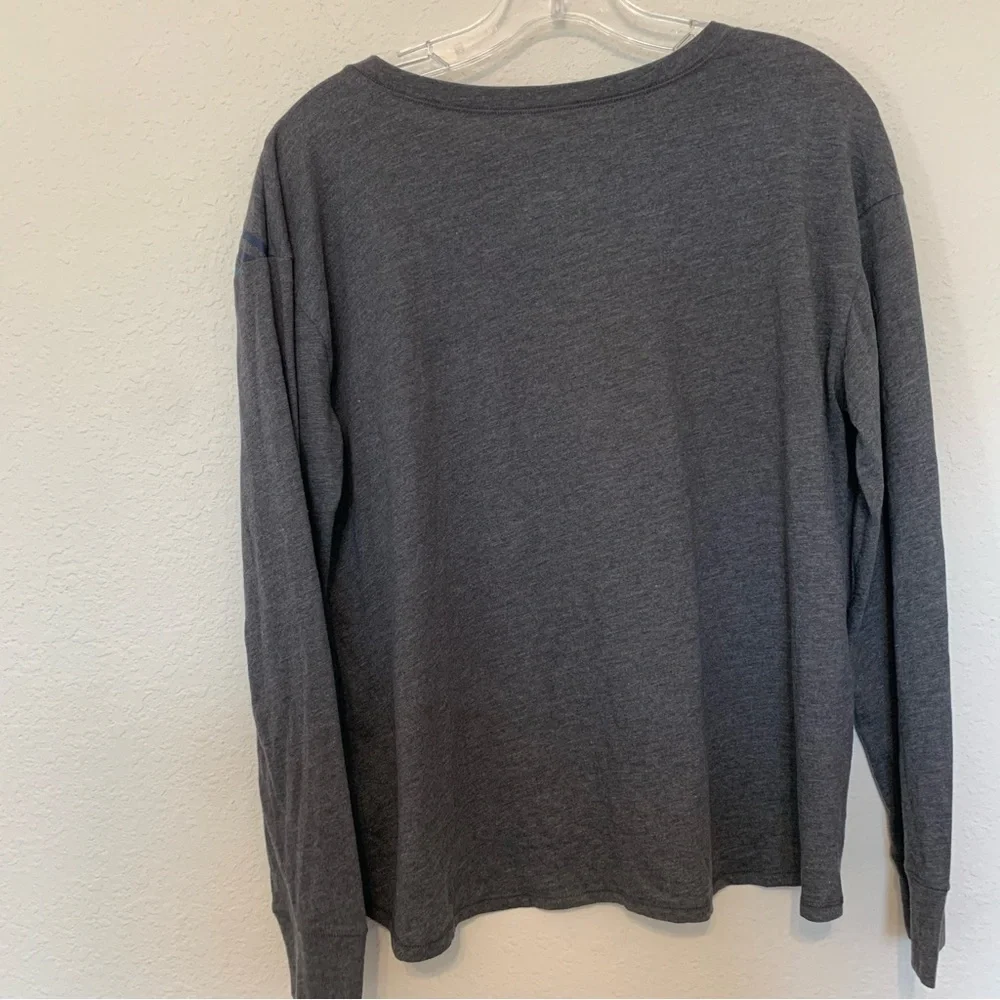 Justice Unisex Gray Logo Print Long Sleeve Top Size 16/18 Plus Cottonblend Basic